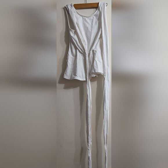 Jcrew dramatic offwhite wraparound v-neck peplum Heavy cotton tank size xs - Picture 6 of 6